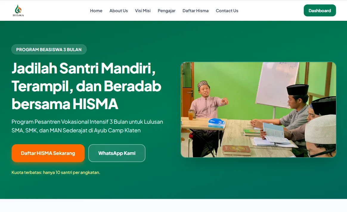 HISMA Digital Platform Ayub Camp menampilkan screenshot utama