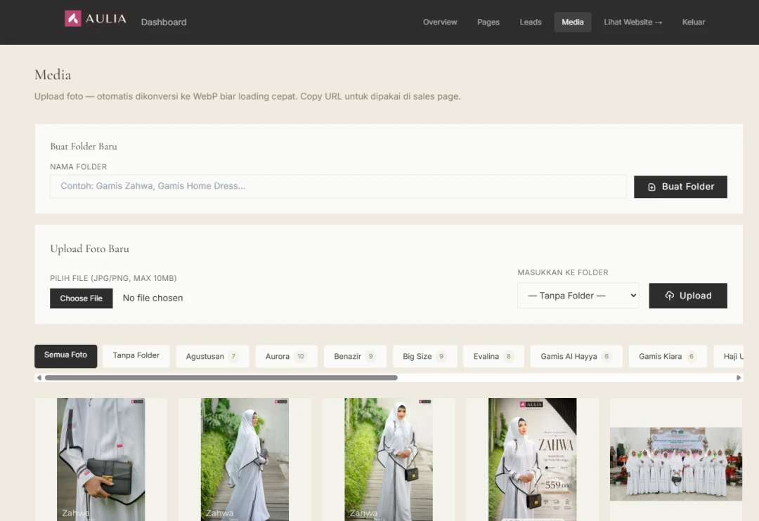 Arupamaya media foto management menampilkan interface pengelolaan gambar produk